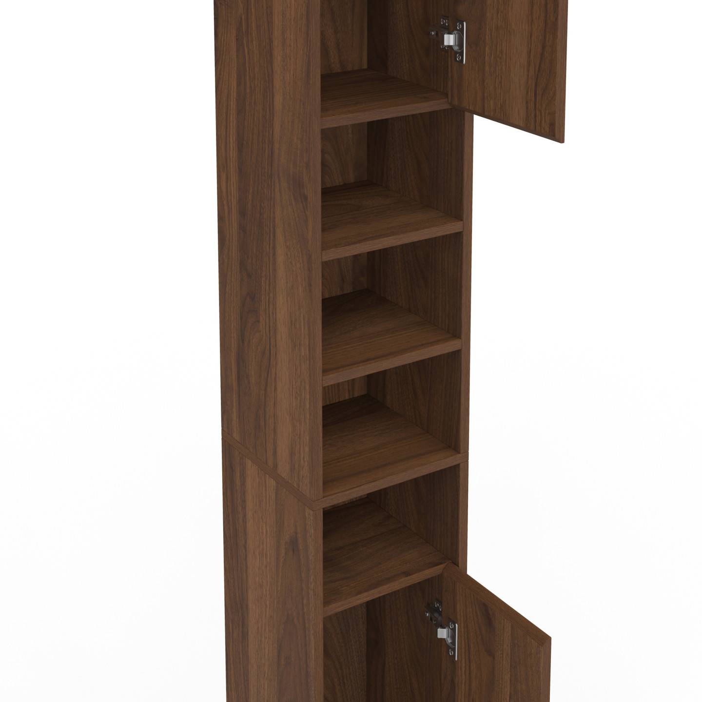 IDMARKET - Meuble colonne salle de bain TOMI 2 portes 4 niches effet noyer - Image 6