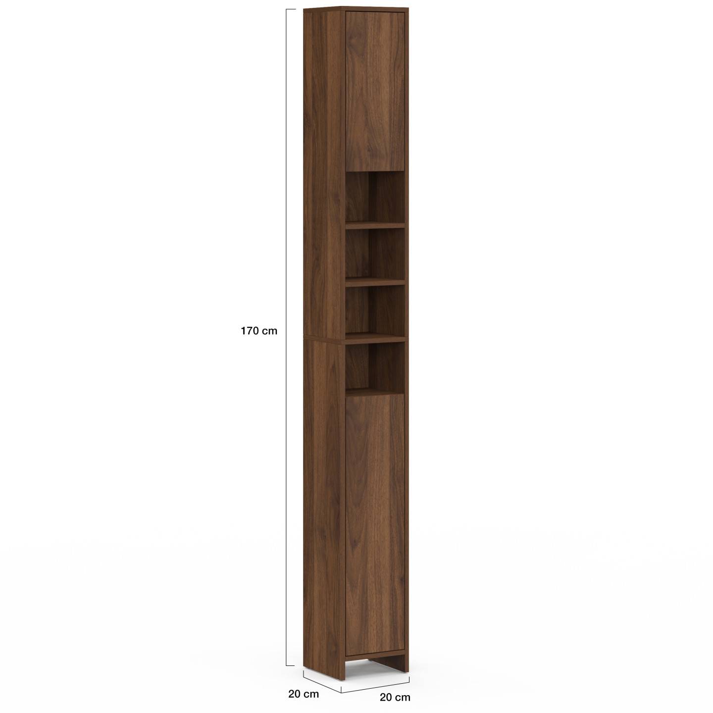IDMARKET - Meuble colonne salle de bain TOMI 2 portes 4 niches effet noyer - Image 5