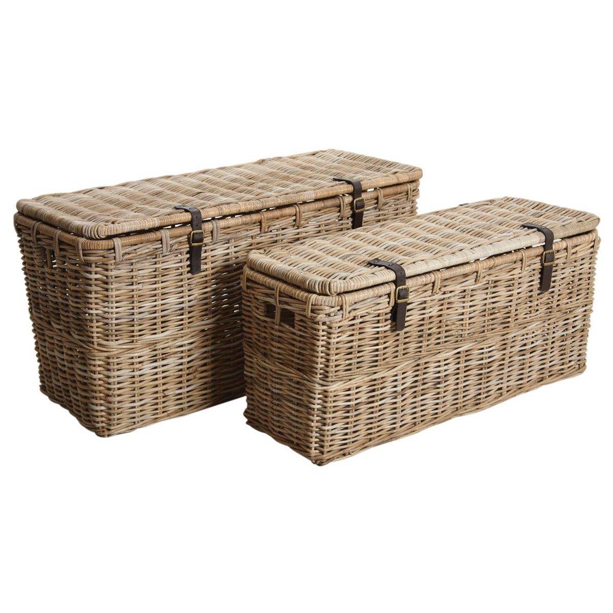 Aubry Gaspard - Coffres bouts de lit en poelet gris (Lot de 2) - Image 1