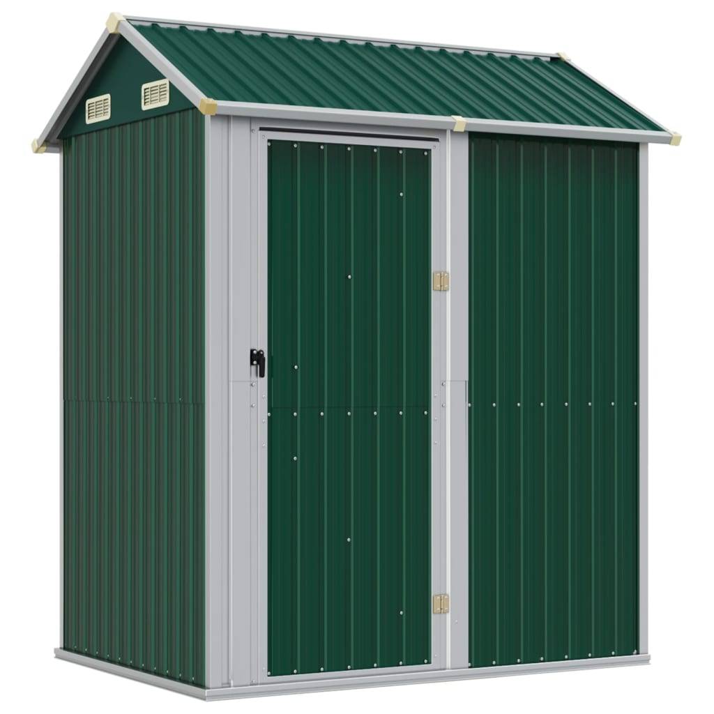 Helloshop26 - Abri de jardin cabane cabanon maison de stockage remise extérieur hangar outils robuste 192 x 152,5 x 237 cm acier galvanisé vert - Image 1