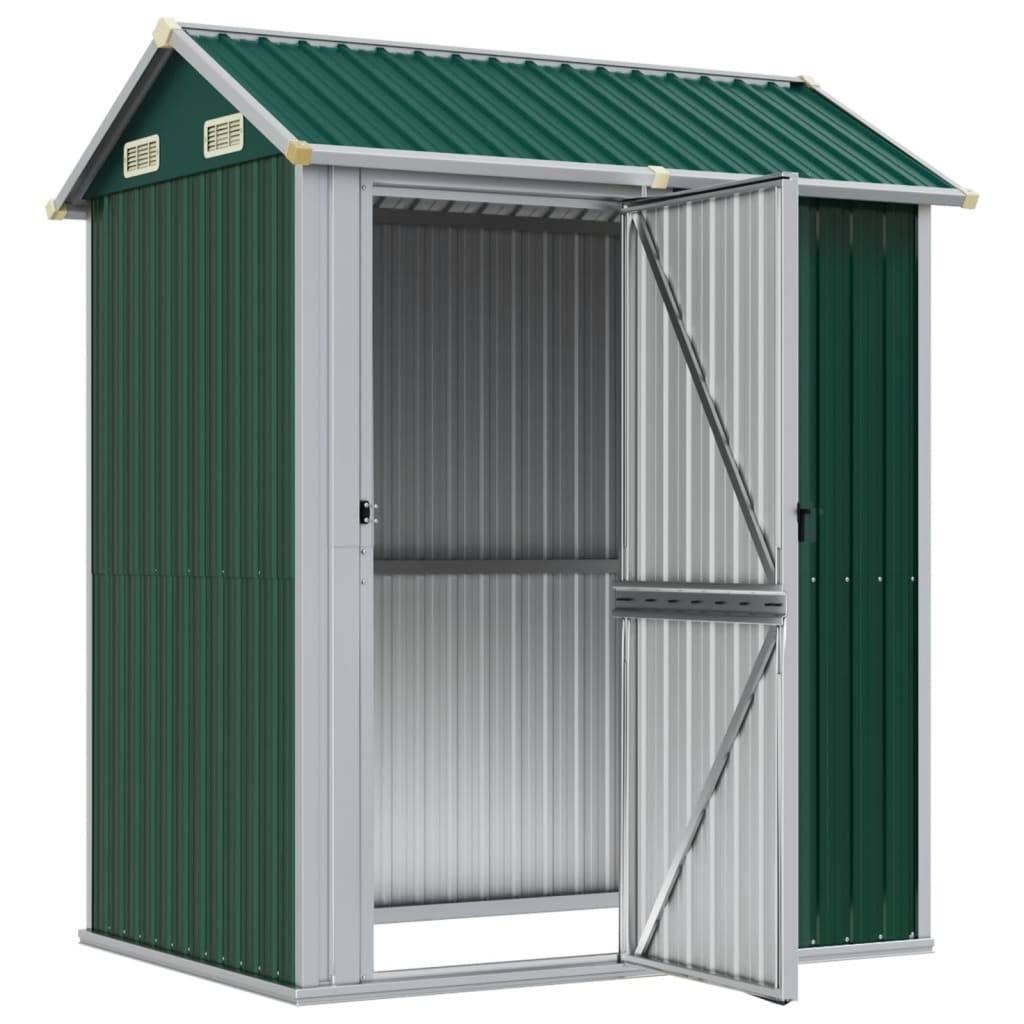 Helloshop26 - Abri de jardin cabane cabanon maison de stockage remise extérieur hangar outils robuste 192 x 152,5 x 237 cm acier galvanisé vert - Image 2