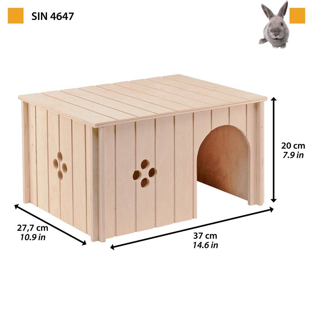 Ferplast - Ferplast Maison Lapin, Accessoire pour Cage Lapin, avec Toit Plat et Trous d'Aération, en Kit de Montage, 37 x 27,7 x h 20 cm, SIN 4647 Niche Maison - Image 2