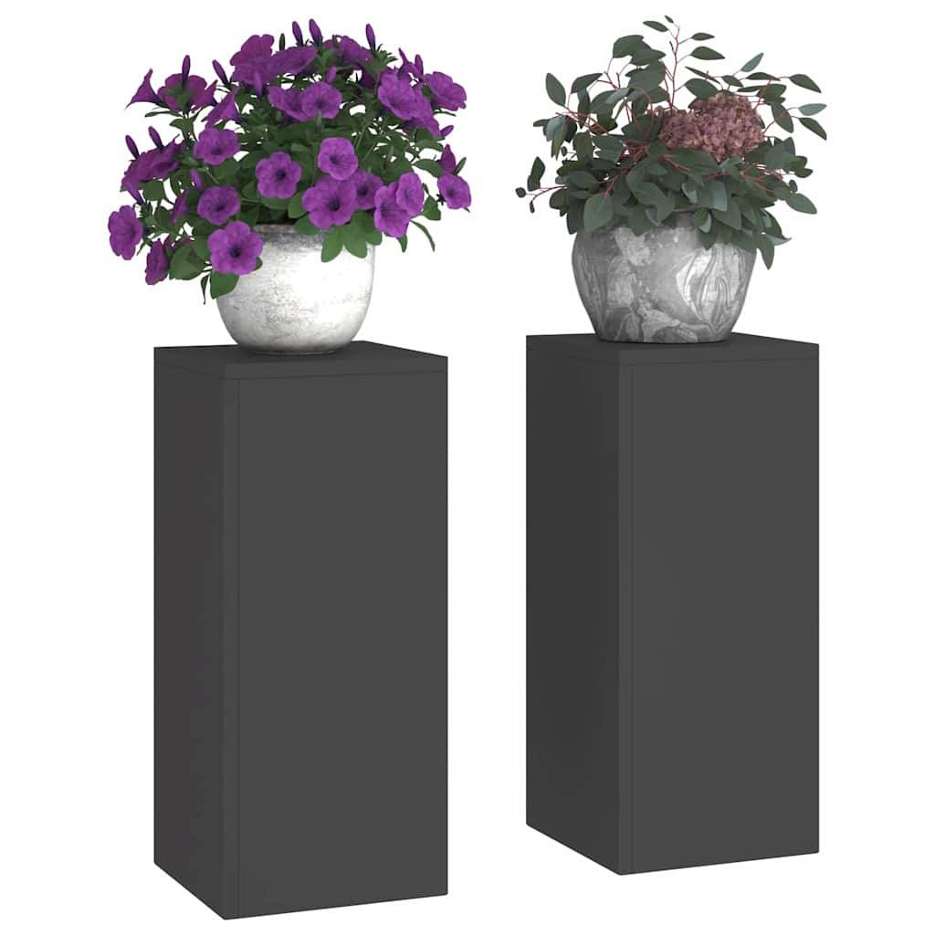 Lot de 2 Supports hauts pour plantes en Acier Design moderne résistant UV pour Balcon Noir 24x24x55 cm – ComfortXL Outdoor Living - Image 3