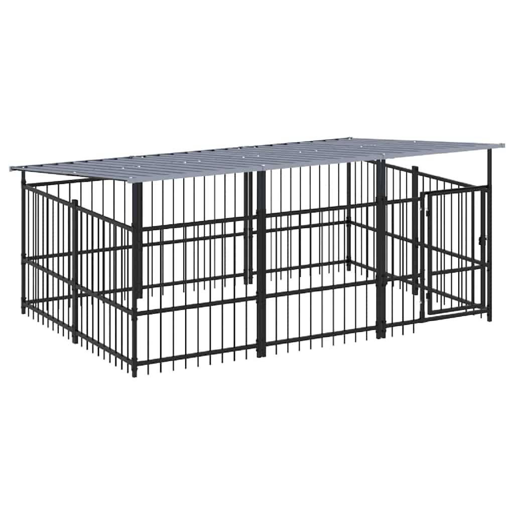 Vidaxl - Chenil d'extérieur avec toit pour chiens Acier 5,63 m² vidaXL 3124608 - Image 2