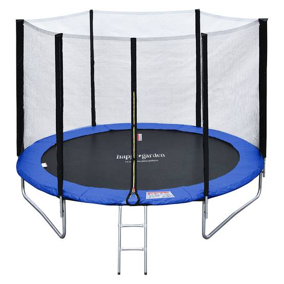 Pack Premium Trampoline 245cm réversible bleu / vert CANBERRA + filet, échelle, bâche et kit d'ancrage - HAPPY GARDEN - Image 1
