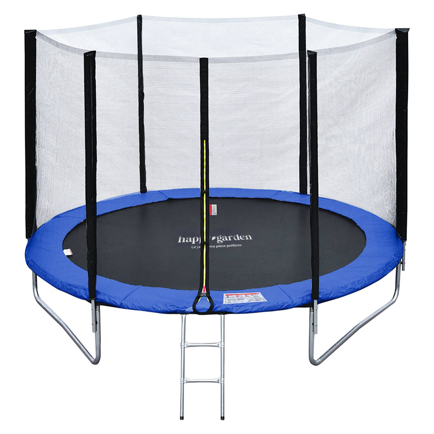 Pack Premium Trampoline 245cm réversible bleu / vert CANBERRA + filet, échelle, bâche et kit d'ancrage - HAPPY GARDEN - Image 1