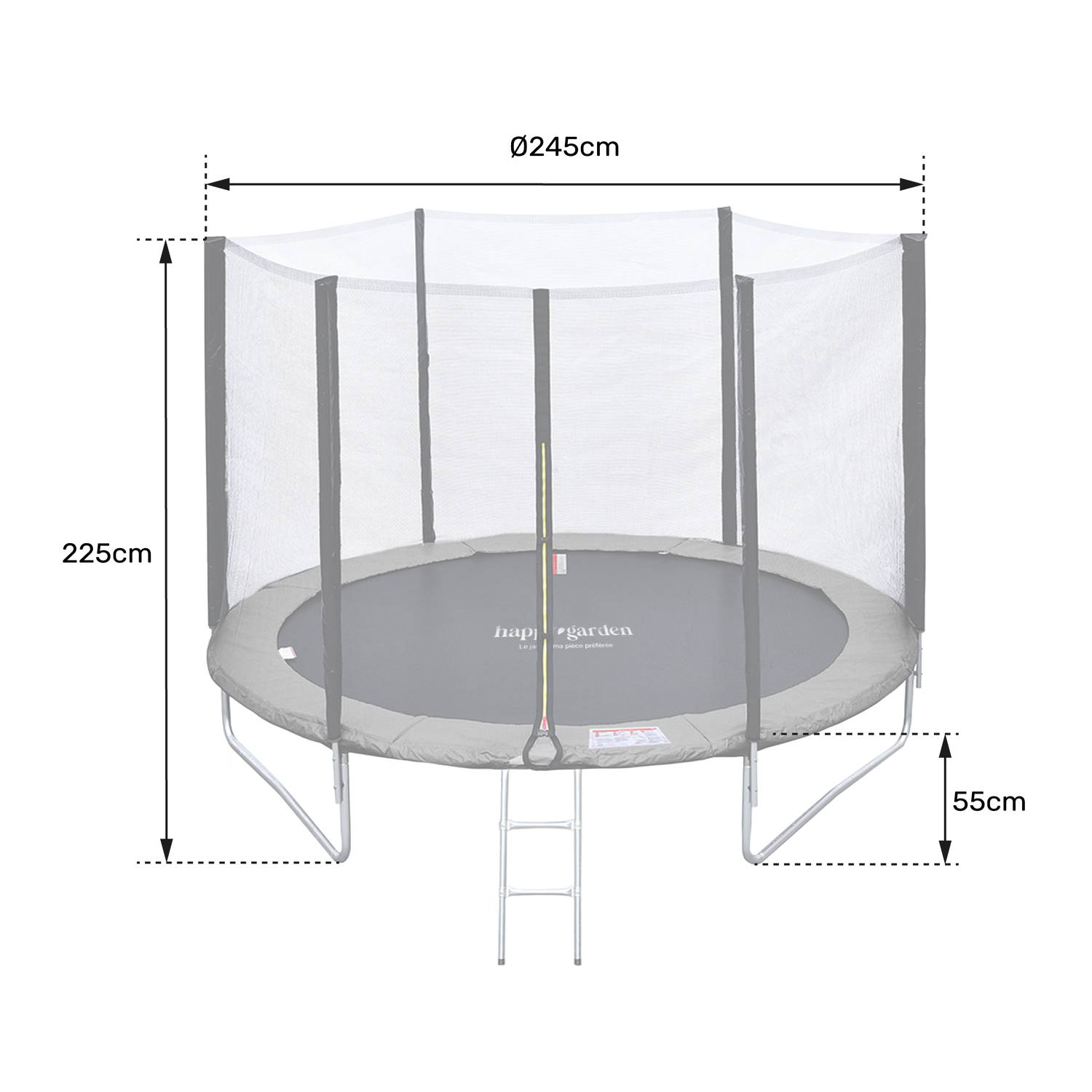 Pack Premium Trampoline 245cm réversible bleu / vert CANBERRA + filet, échelle, bâche et kit d'ancrage - HAPPY GARDEN - Image 8
