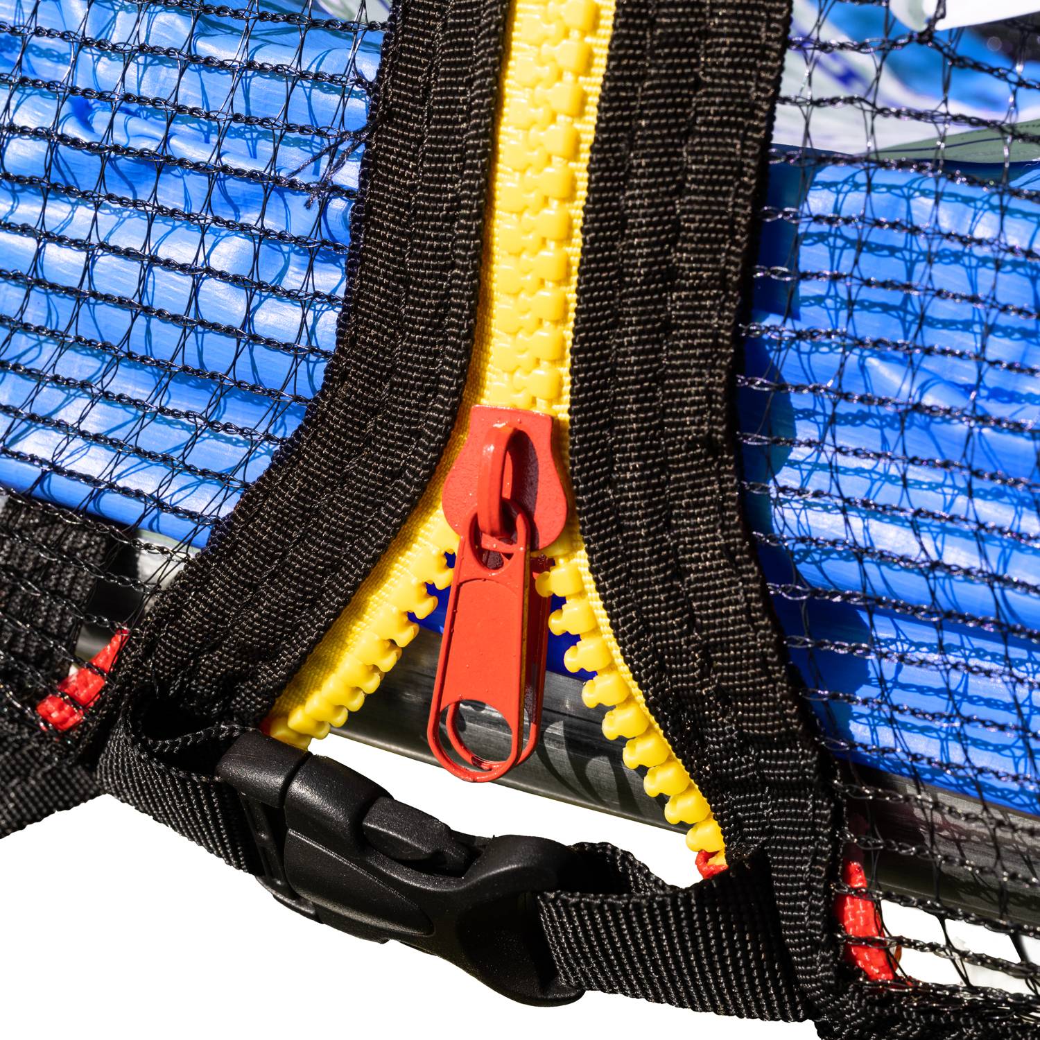 Pack Premium Trampoline 245cm réversible bleu / vert CANBERRA + filet, échelle, bâche et kit d'ancrage - HAPPY GARDEN - Image 5