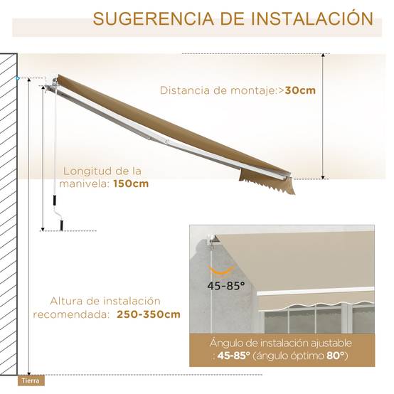 Store vertical extérieur aluminium balcon réduction chaleur 400x250cm beige - ComfortXL Outdoor Living - Image 10
