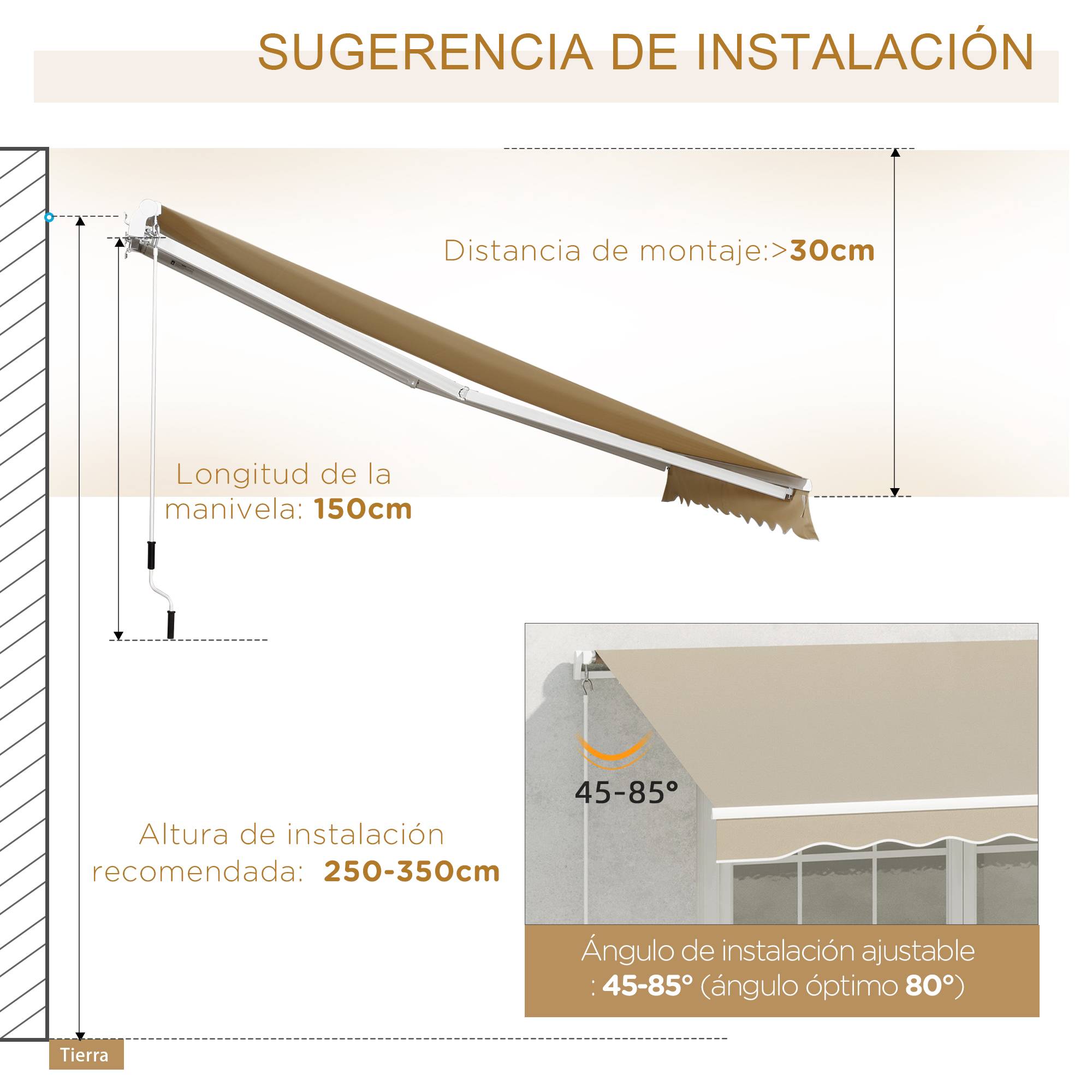 Store vertical extérieur aluminium balcon réduction chaleur 400x250cm beige - ComfortXL Outdoor Living - Image 10