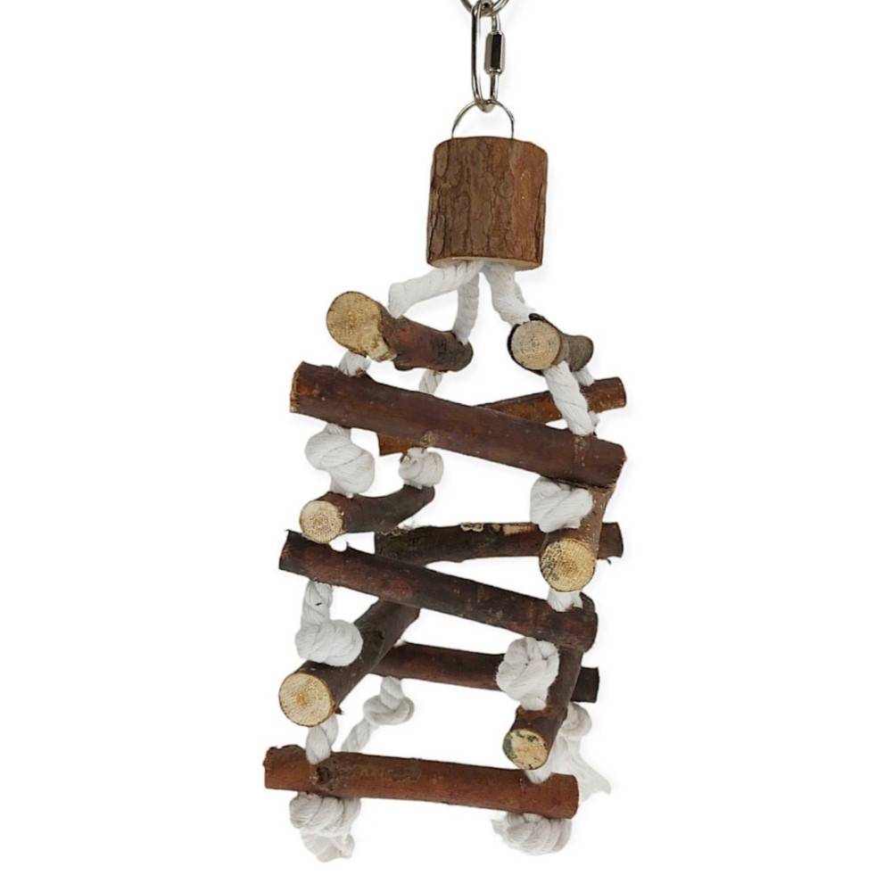 Tour d'échelle de corde, en bois d'écorce, 32cm, pour oiseaux. - Image 5