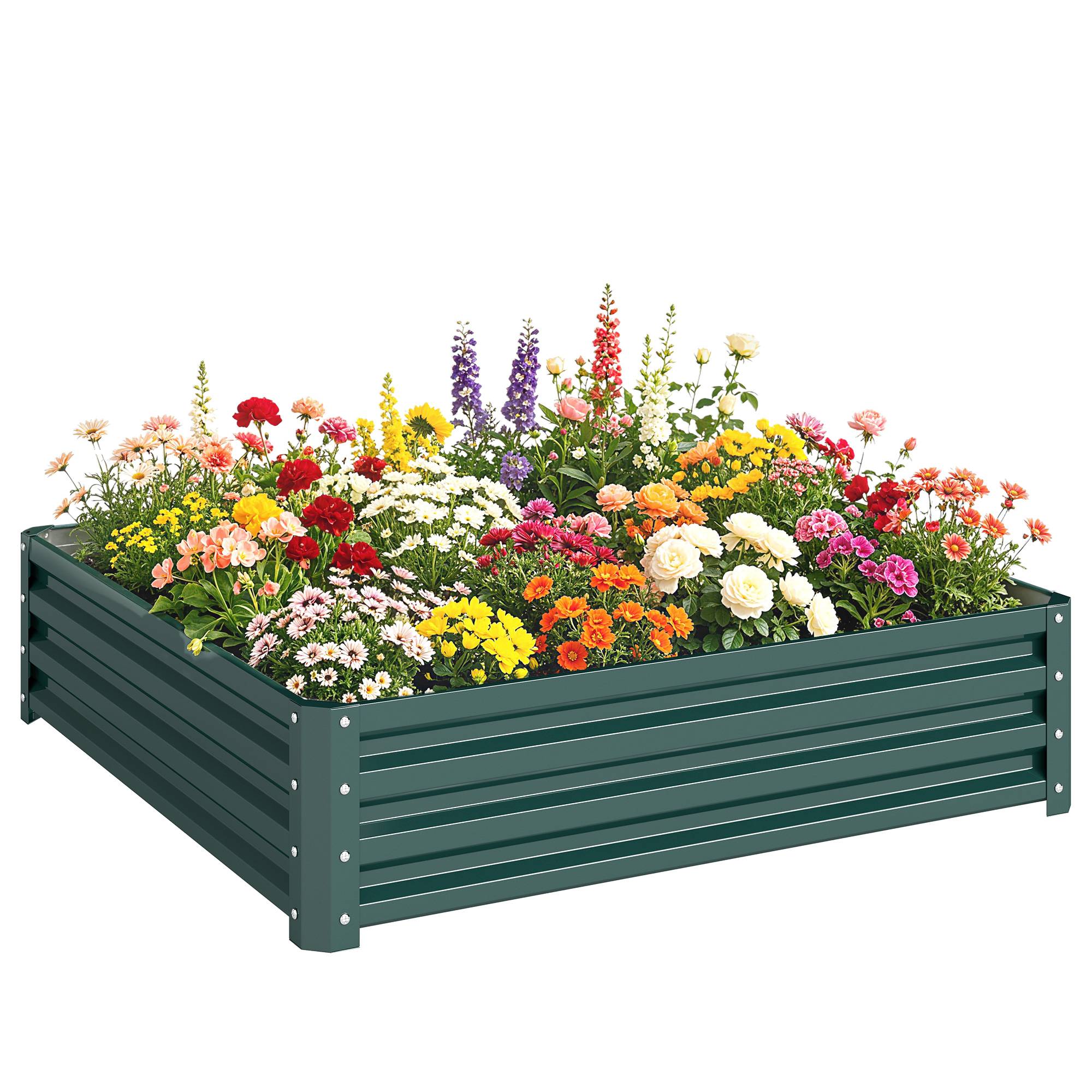 ComfortXL - Carré Potager Métal Acier Galvanisé Jardin Plantes Sans Fond 120x120x30cm Vert - ComfortXL Outdoor Living