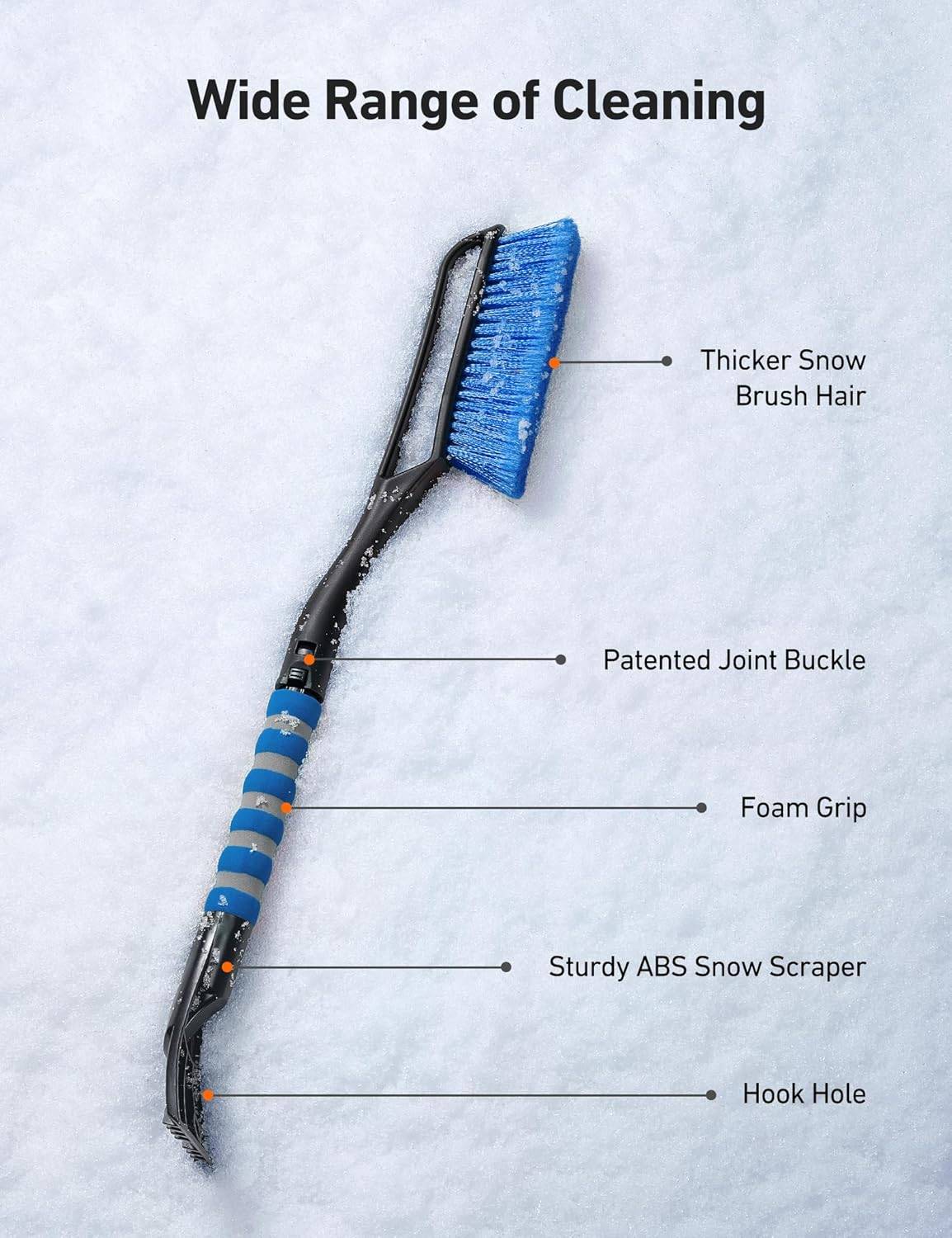 Brosse à neige pour pare-brise de voiture, grattoir à glace, grattoir à neige amovible pour voitures, camions, SUV (bleu), lot de 2, 27 pouces-Lytech - Image 6