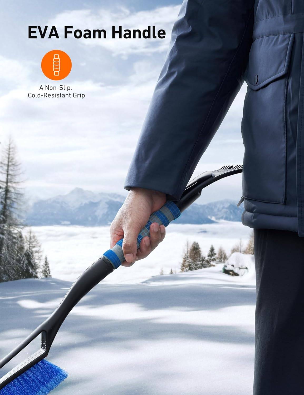 Brosse à neige pour pare-brise de voiture, grattoir à glace, grattoir à neige amovible pour voitures, camions, SUV (bleu), lot de 2, 27 pouces-Lytech - Image 5