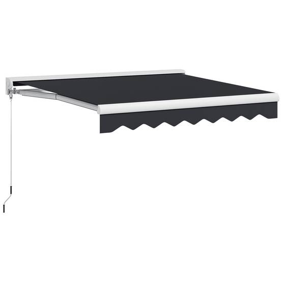 Store banne électrique rétractable et manuel 250 x 200 cm, store portable avec télécommande et manivelle, structure en aluminium gris - Image 1