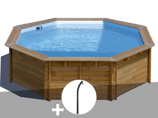 Gré - Kit piscine bois Gré Violette 2 Ø 5,00 x 1,27 m + Douche