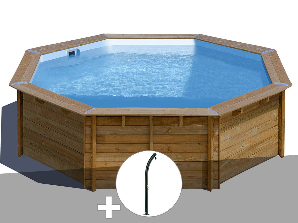Gré - Kit piscine bois Gré Violette 2 Ø 5,00 x 1,27 m + Douche
