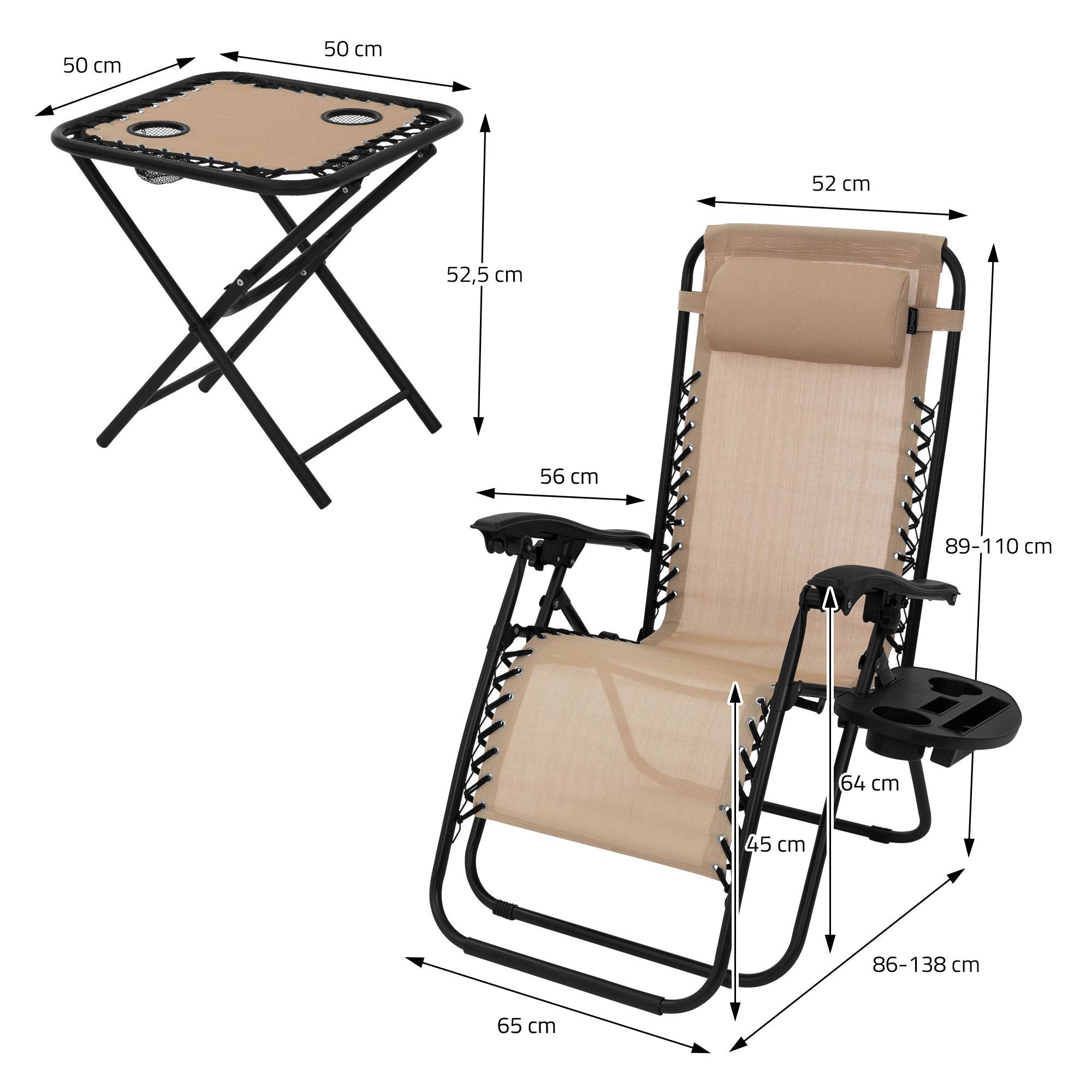 Ecd-Germany - Set de 2 Chaises Longues Pliables, Chaise Tapue avec Table, en Acier/Tissu Polyester Oxford - Image 9
