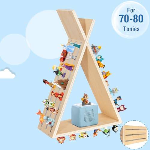Todeco Étagère Magnétique Octogone Pour Toniebox & Tonies – Jusqu'à 60-70 Figurines, Pose Libre Ou Murale, Rangement Enfant Design & Pratique