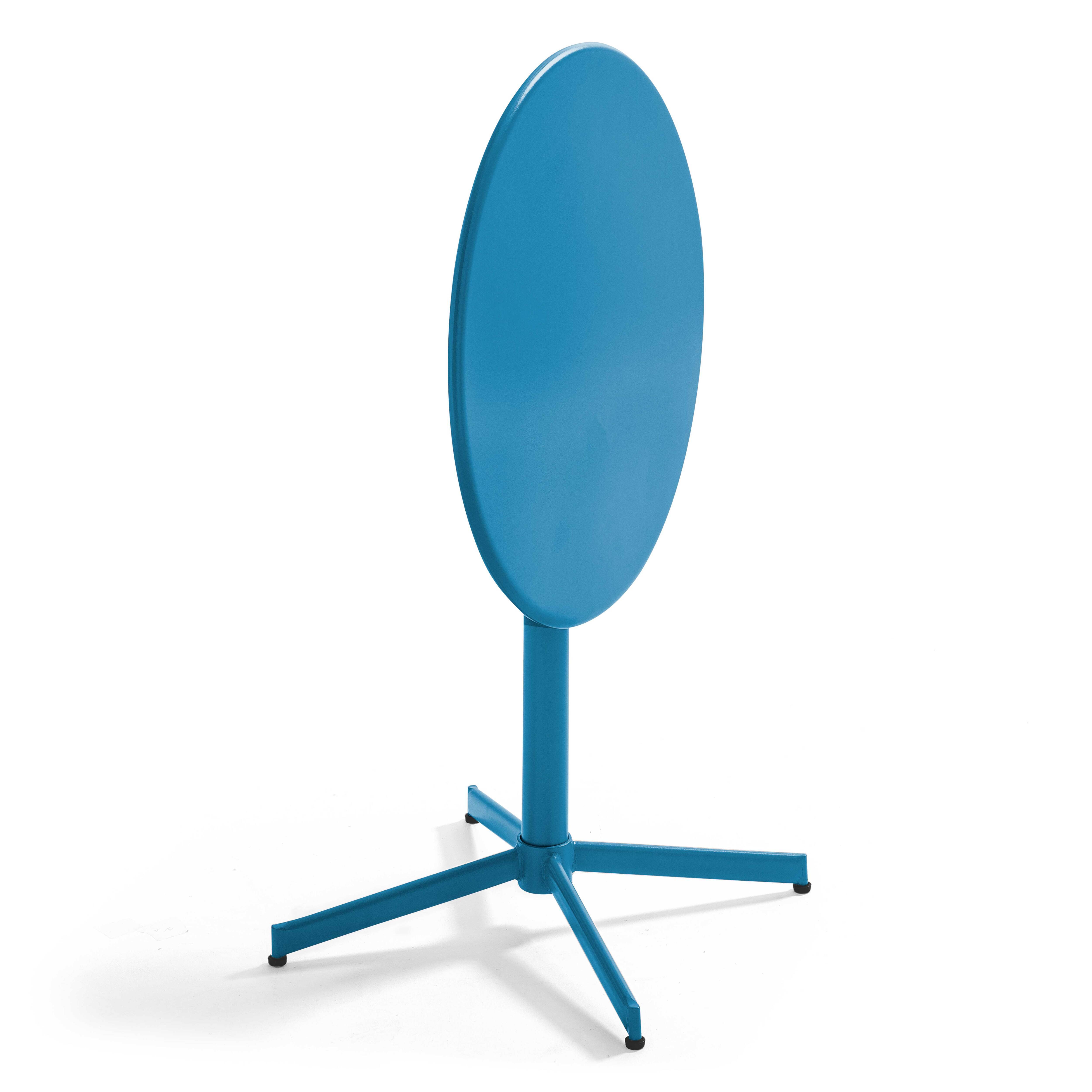 Oviala - Ensemble table de jardin ronde et 4 chaises bleu pacific Palavas - Oviala - Image 4