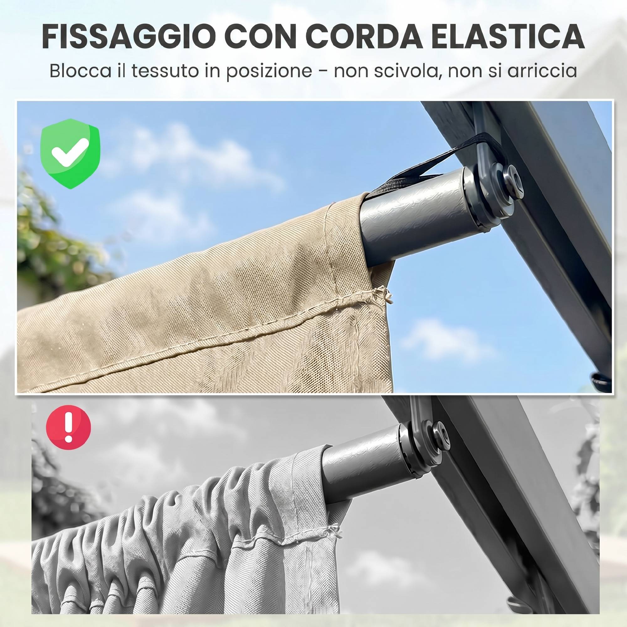 Toile de pergola/gazebo 4x3m en polyester respirant beige avec 10 trous de drainage - Image 9