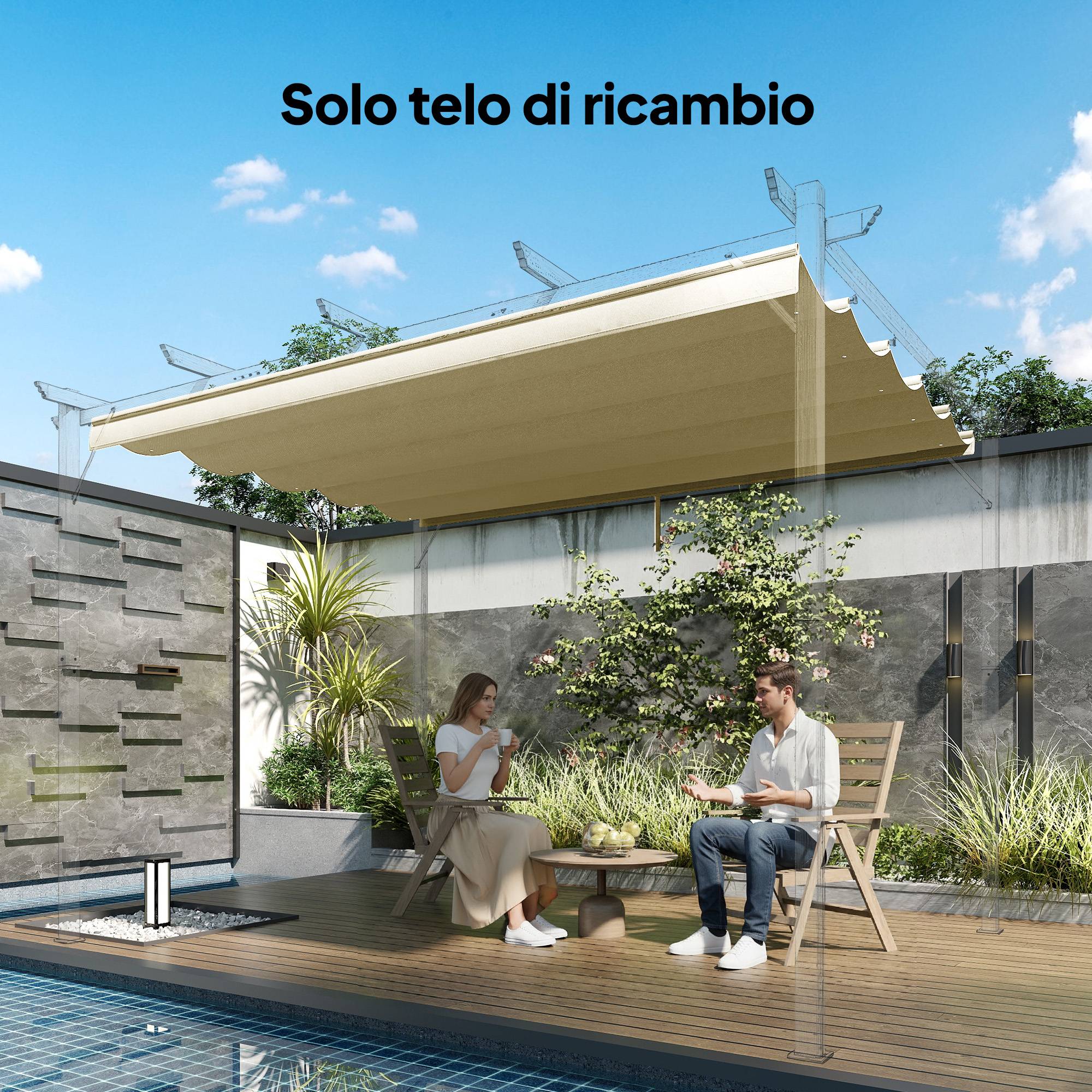 Toile de pergola/gazebo 4x3m en polyester respirant beige avec 10 trous de drainage - Image 4