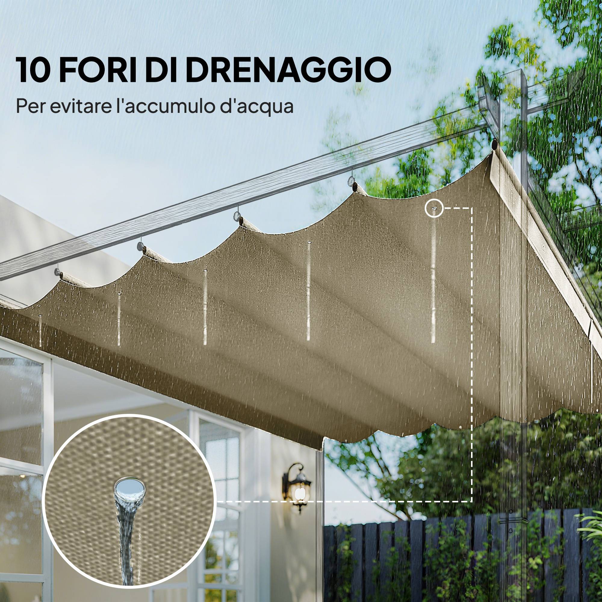 Toile de pergola/gazebo 4x3m en polyester respirant beige avec 10 trous de drainage - Image 8