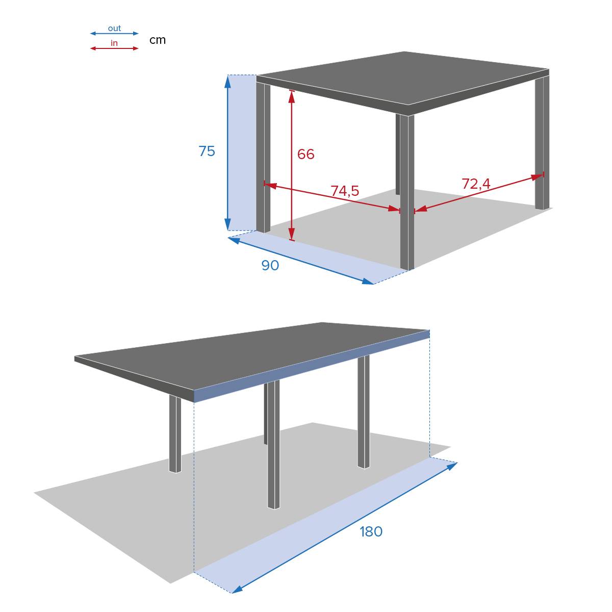 Hesperide - Table de jardin extensible "Piazza" graphite 8 places en aluminium traité époxy Hespéride - Image 7