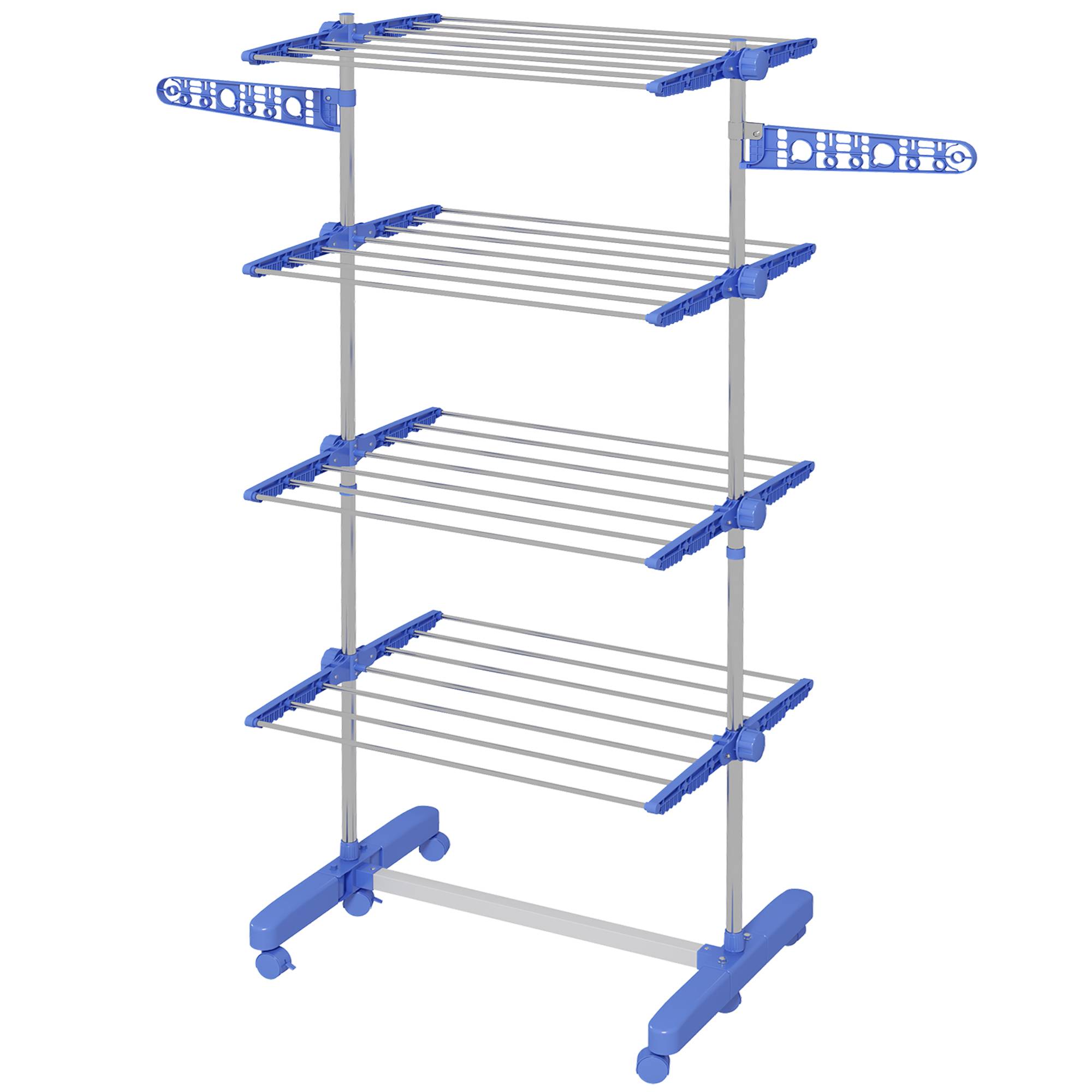 Homcom - Séchoir à Linge Pliable Ailes Latérales 142 cm Intérieur/Extérieur 4 Niveaux Bleu - HOMCOM - Image 1