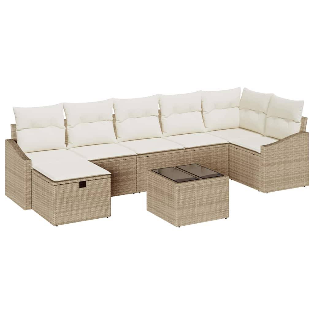 Mobilier Terrasse Rangement Polyrotin - 8 Modules avec Table et Coffres - Beige – ComfortXL Outdoor Living - Image 2