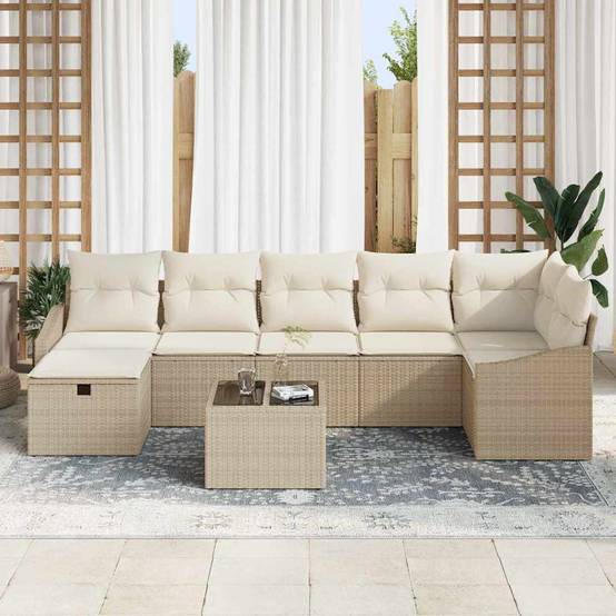 Mobilier Terrasse Rangement Polyrotin - 8 Modules avec Table et Coffres - Beige – ComfortXL Outdoor Living - Image 3