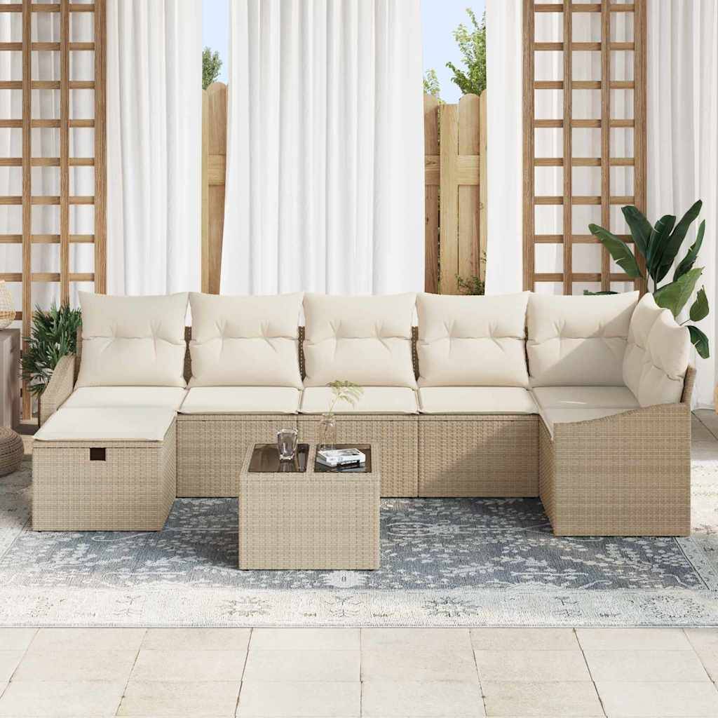 Mobilier Terrasse Rangement Polyrotin - 8 Modules avec Table et Coffres - Beige – ComfortXL Outdoor Living - Image 3