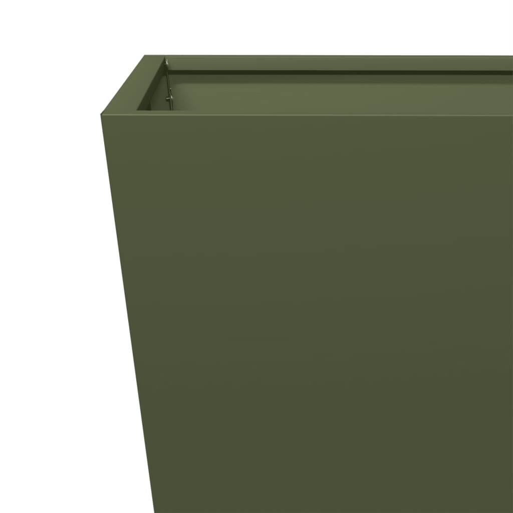 Lot de 2 Jardinières - Bacs à fleurs - Pots de fleurs vert olive 40x40x40 cm acier-JU11222 - Image 9
