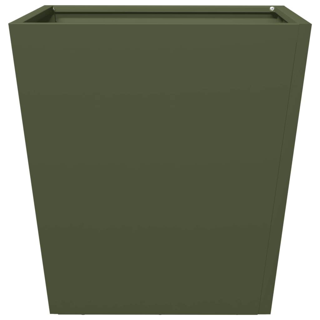 Lot de 2 Jardinières - Bacs à fleurs - Pots de fleurs vert olive 40x40x40 cm acier-JU11222 - Image 6