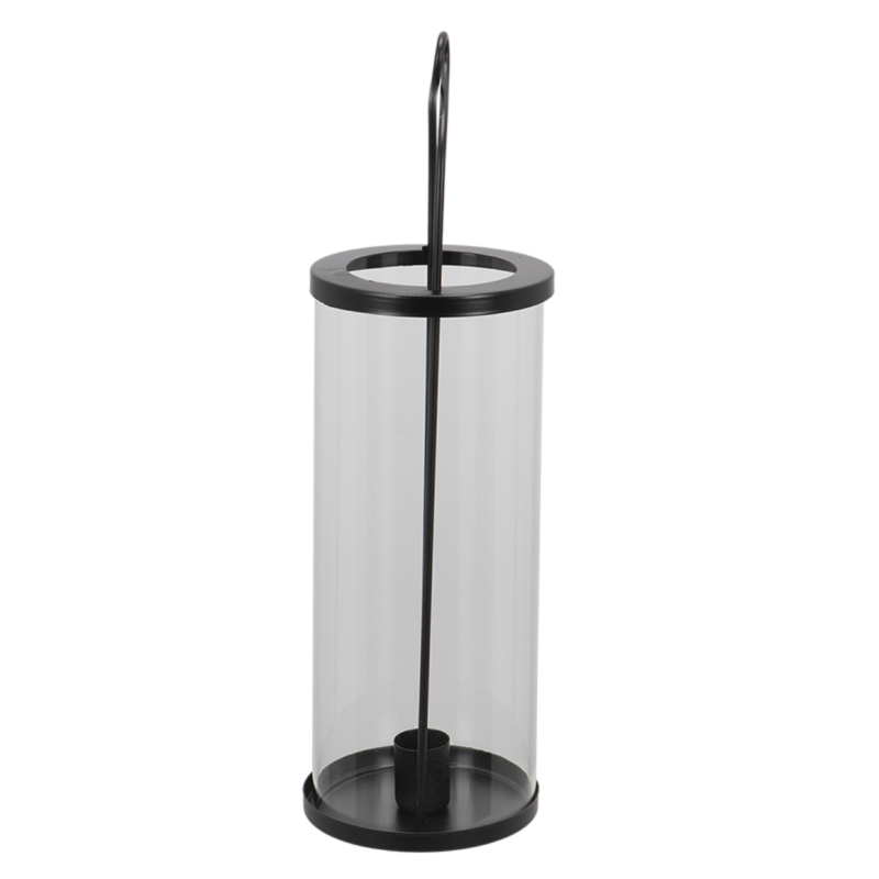 Lanterne avec bougeoire en verre - Noir - H 32,5 cm - Image 3