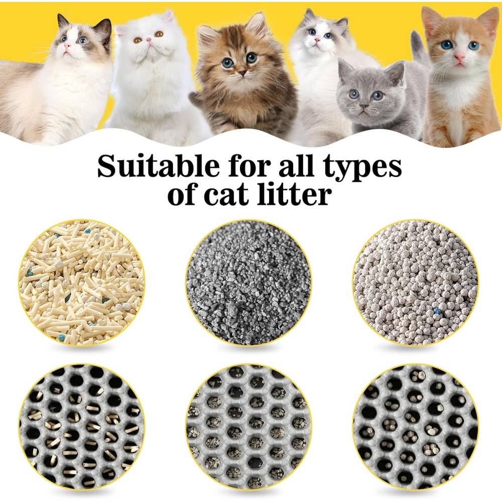 Tapis de litière pour chat - 60x45 cm - Double couche imperméable - Nid d'abeille - Facile à nettoyer - Living123 - Image 3