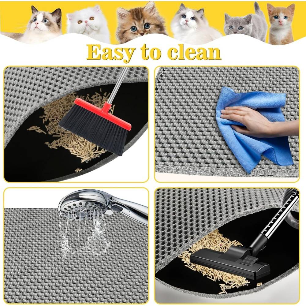 Tapis de litière pour chat - 60x45 cm - Double couche imperméable - Nid d'abeille - Facile à nettoyer - Living123 - Image 7
