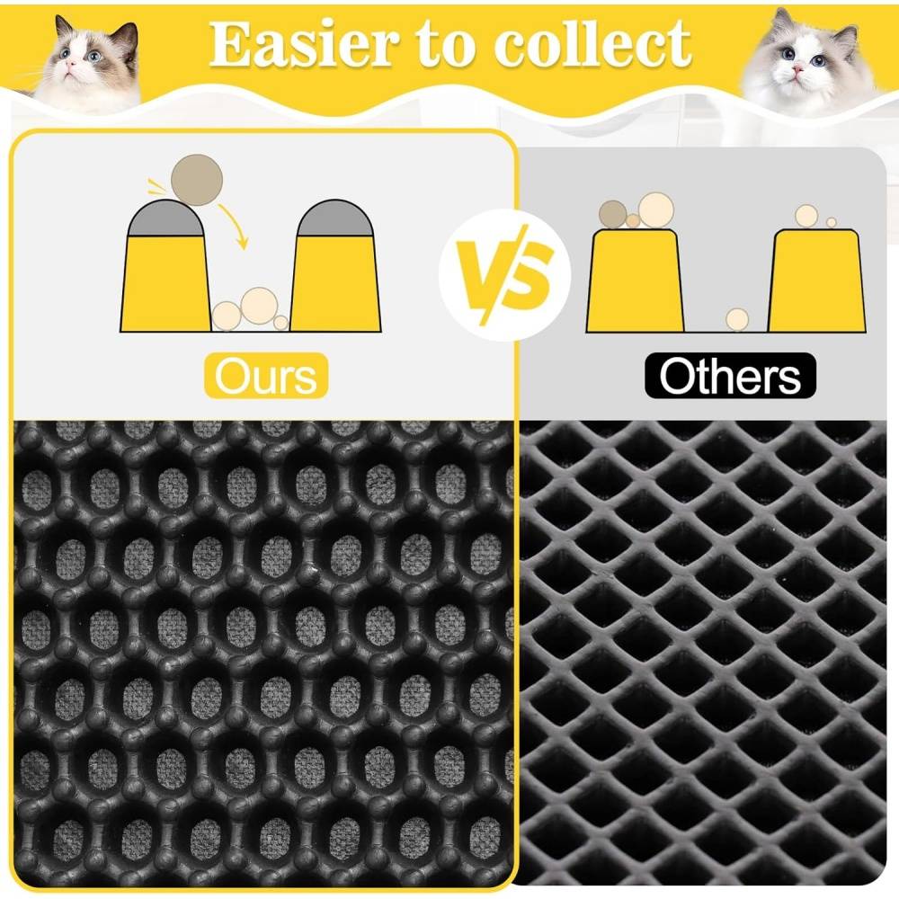 Tapis de litière pour chat - 60x45 cm - Double couche imperméable - Nid d'abeille - Facile à nettoyer - Living123 - Image 5