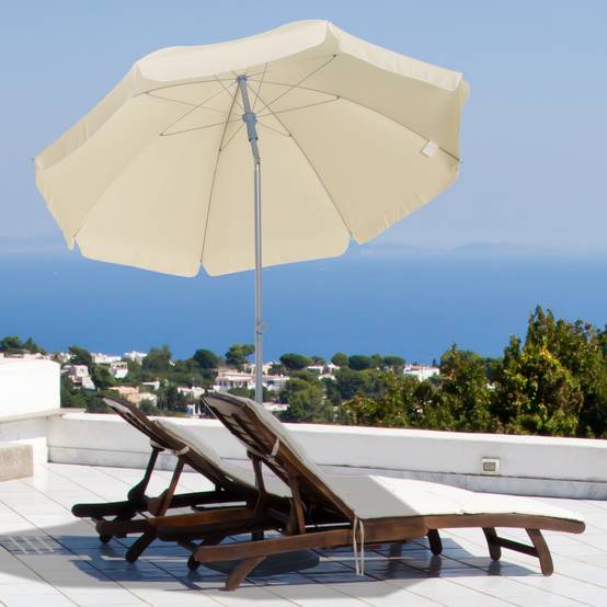 Outsunny - Parasol inclinable octogonal jardin/plage Ø2m sac transport inclus métal/polyester crème - Outsunny - Image 2