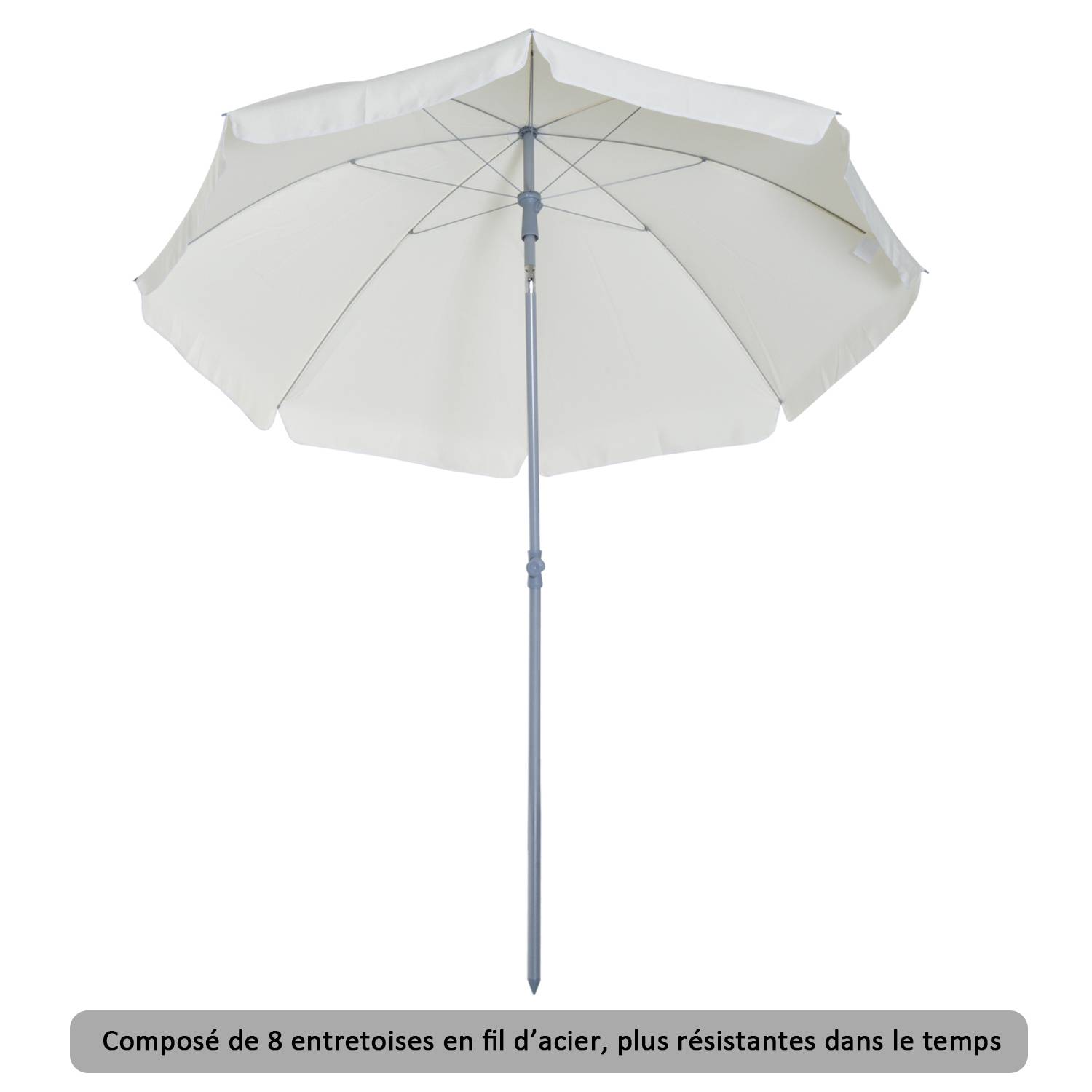 Outsunny - Parasol inclinable octogonal jardin/plage Ø2m sac transport inclus métal/polyester crème - Outsunny - Image 9