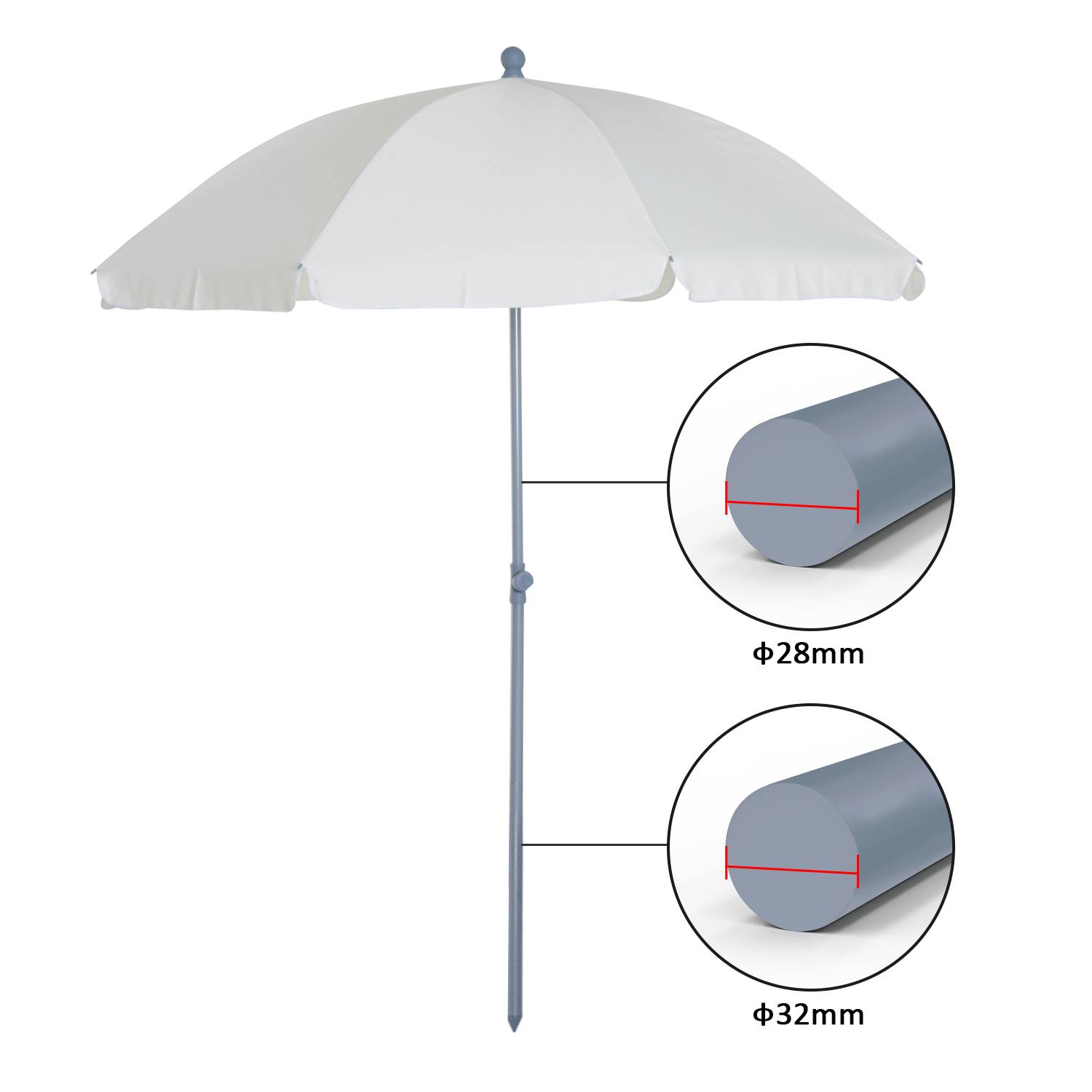 Outsunny - Parasol inclinable octogonal jardin/plage Ø2m sac transport inclus métal/polyester crème - Outsunny - Image 5