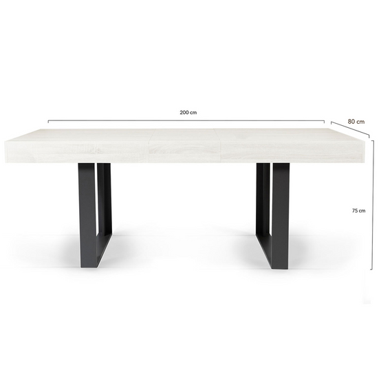 Table à manger extensible rectangle PHOENIX 4-8 personnes bois gris 160-200 cm - Image 6