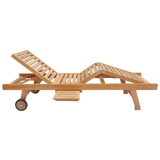 Ensemble bain de soleil pliant en teck avec table d'appoint LOMBOK - HAPPY GARDEN - Image 3