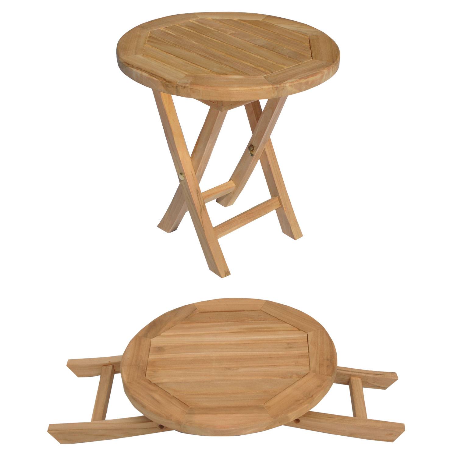 Happy Garden - Ensemble bain de soleil pliant en teck massif avec table d'appoint LOMBOK - HAPPY GARDEN - Image 4