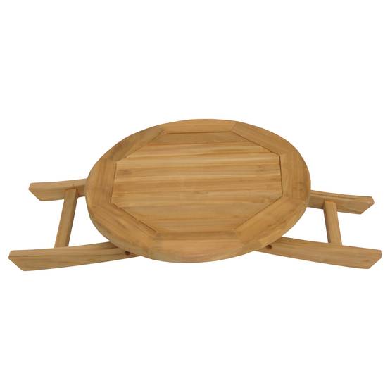 Ensemble bain de soleil pliant en teck avec table d'appoint LOMBOK - HAPPY GARDEN - Image 10