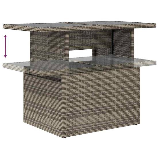 Salon de jardin 6 places en poly rotin modulable avec table en verre pour terrasse Gris – ComfortXL Outdoor Living - Image 8