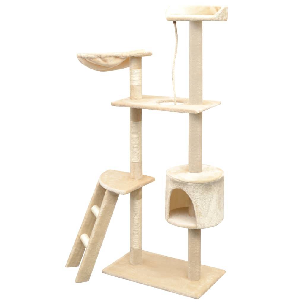 Grand arbre à chat 150 cm avec hamac griffoir sisal et échelle Beige – ComfortXL Pet Living - Image 2
