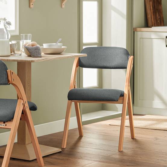 SoBuy Chaise Pliante Rembourrée Ergonomique - Bureau et Cuisine Compacte pour Petits Espaces, Gris Foncé, Modèle FST92-SG - Image 2