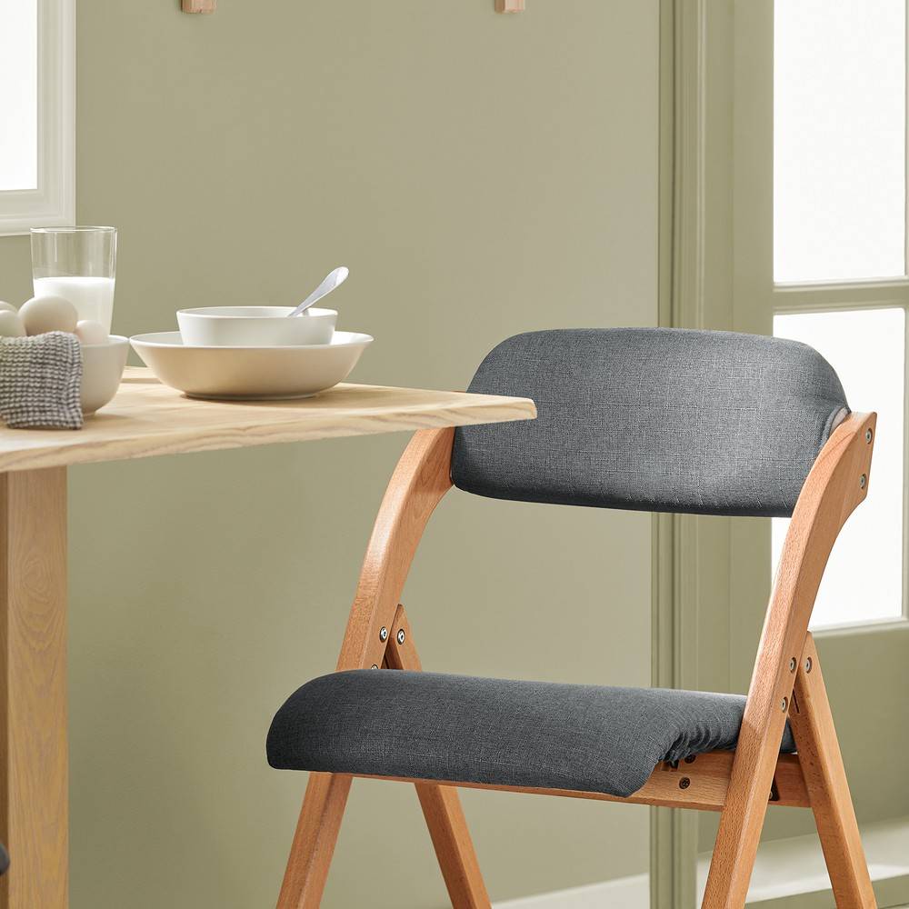 SoBuy Chaise Pliante Rembourrée Ergonomique - Bureau et Cuisine Compacte pour Petits Espaces, Gris Foncé, Modèle FST92-SG - Image 4