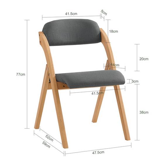SoBuy Chaise Pliante Rembourrée Ergonomique - Bureau et Cuisine Compacte pour Petits Espaces, Gris Foncé, Modèle FST92-SG - Image 3